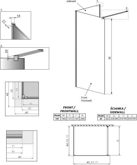 Душевая перегородка Radaway Modo New IV 140x85