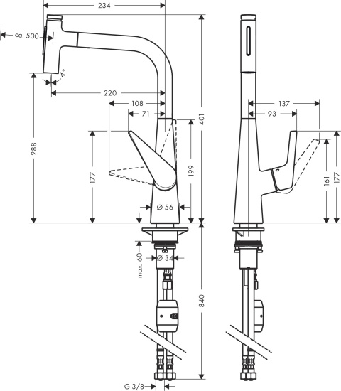 Смеситель для кухни Hansgrohe Talis Select M51 72823800 сталь