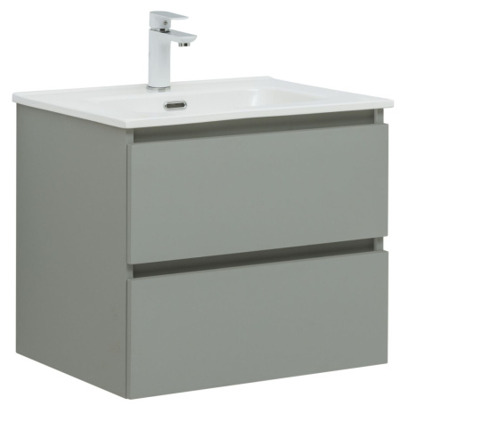 Тумба с раковиной Aquanet Вега 2.0 60 2 ящика, мисти грин, раковина Flat