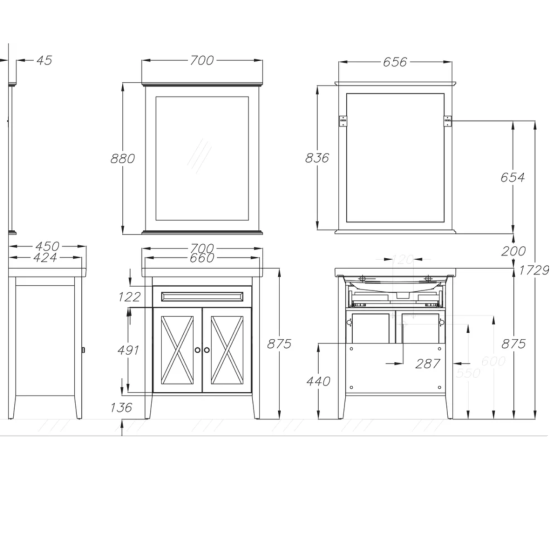 Зеркало Opadiris Палермо 70 светлый орех