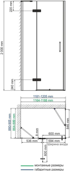 Душевой уголок Wasserkraft Aller Black 10H07LBLACK 120x90 см