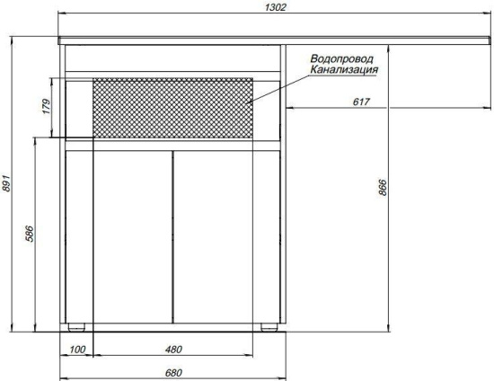 Тумба с раковиной Aquanet Токио 130 L белая напольная, 1 ящик, 2 дверцы