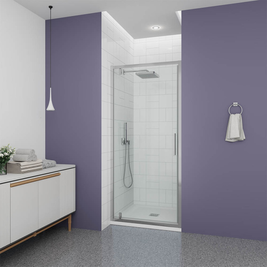 Душевая дверь в нишу Veconi Ottimo P30 CH OP30CH-80-01-C9, профиль хром, стекло прозрачное