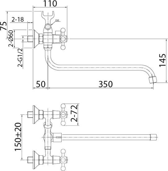 Смеситель для ванны Milardo Helic DUPSB02M10 универсальный