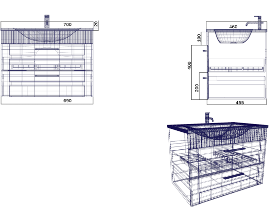 Тумба с раковиной SanVit Турин-2 70