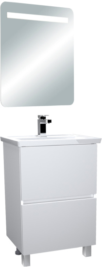 Тумба с раковиной 1MarKa Aris 60Н напольная, белый глянец