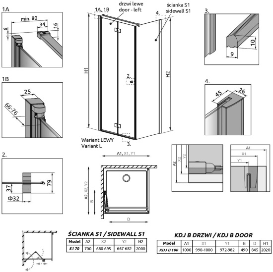 Душевой уголок Radaway Essenza New KDJ B 100х70 L