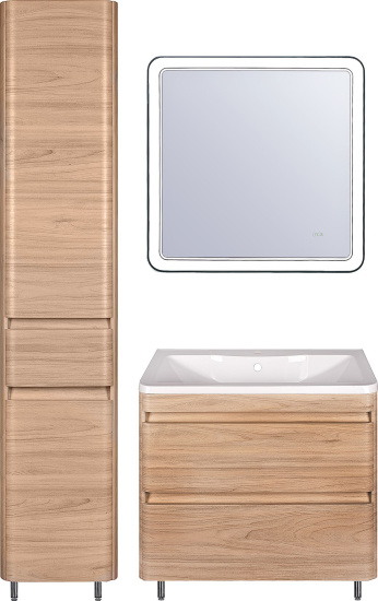 Шкаф-пенал Style Line Атлантика 35 Люкс Plus L, с бельевой корзиной, ясень перламутр