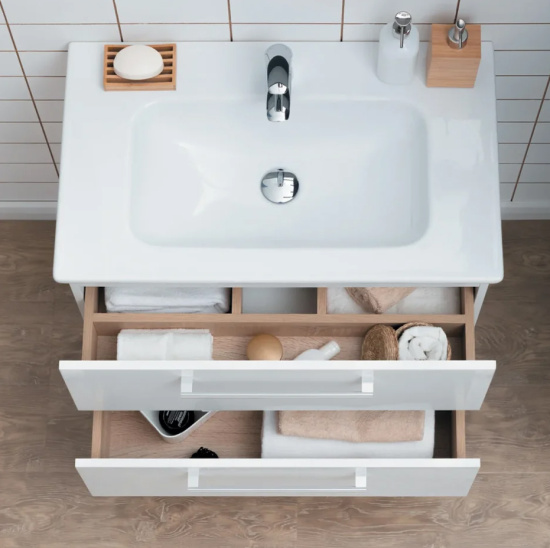 Тумба с раковиной Dreja Gio 100 белый глянец