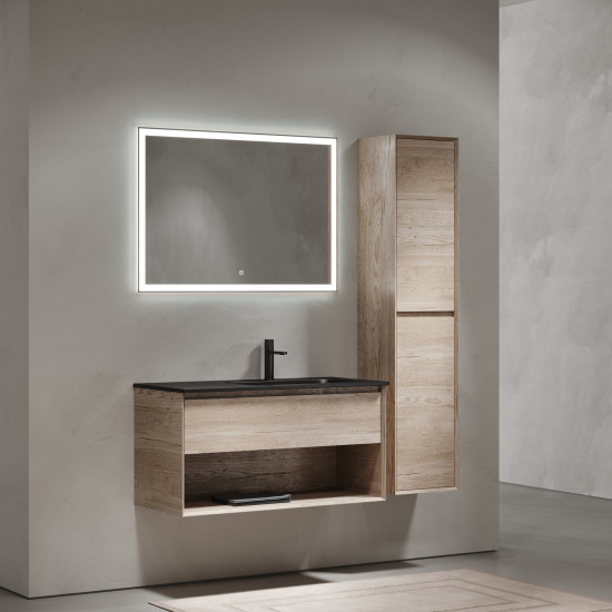 Тумба с раковиной Sancos Marmi 1.0 100 дуб галифакс натуральный правая, MR1.0100REG