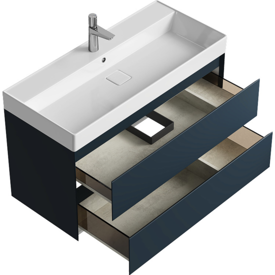 Тумба с раковиной Aqwella 5 stars Geometria 100 подвесная, 2 ящика, серая