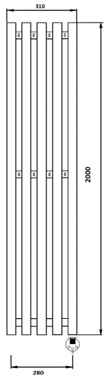 Полотенцесушитель электрический Secado Бергамо 5К 2000/280 R, черный матовый