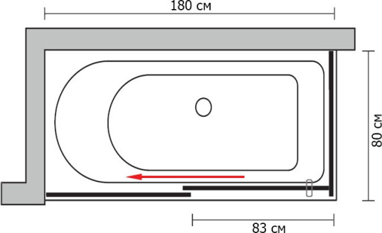 Шторка на ванну GuteWetter Slide Part GV-863A левая 180x80 см стекло бесцветное, профиль хром