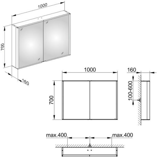 Зеркало-шкаф Keuco Royal Match 100 см, с подсветкой