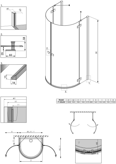 Душевой уголок Radaway Almatea P 100x90