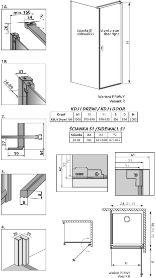 Душевой уголок Radaway Nes KDJ I 100x70 R