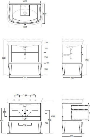 Тумба с раковиной Simas Lante LAM90 тортора глянцевый