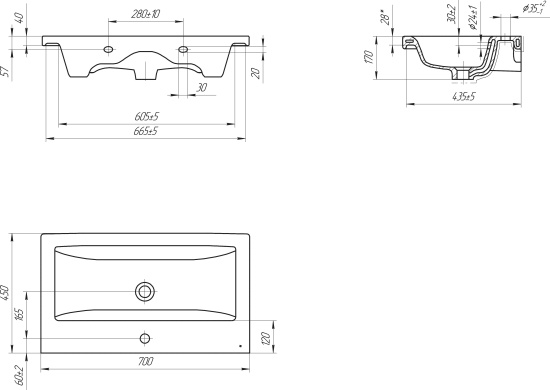 Тумба с раковиной Runo Сити 70 дуб скандинавский