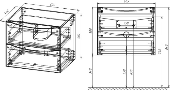 Тумба с раковиной Vincea Mia 60 темный дуб