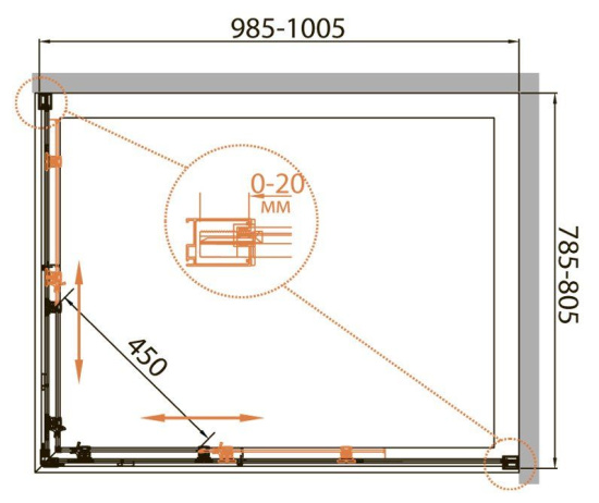 Душевой уголок Cezares Relax-AH-2-120/90-C-Bi
