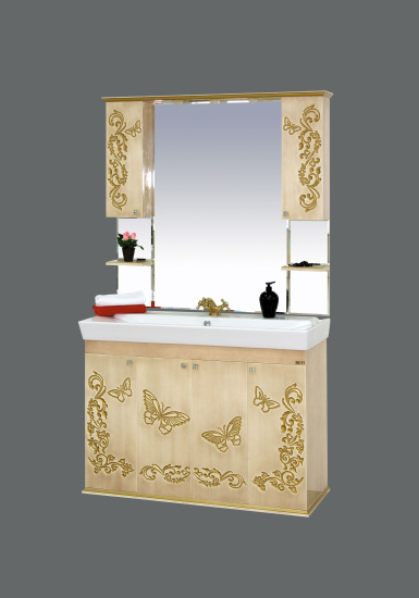 Тумба с раковиной Misty Бабочка 120 бежевая, патина