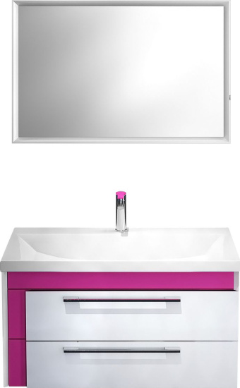 Тумба под раковину Iddis Color Plus 90 белая, розовая