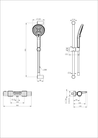 Смеситель для ванны Wonzon & Woghand Plate WW-C2017-A-MB с термостатом