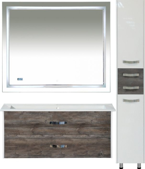 Мебель для ванной Misty Норд 105 подвесная, белая, сосна пасаден