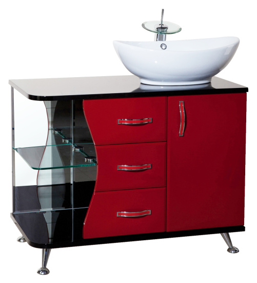 Тумба с раковиной Bellezza Рио 90 R красная с черным