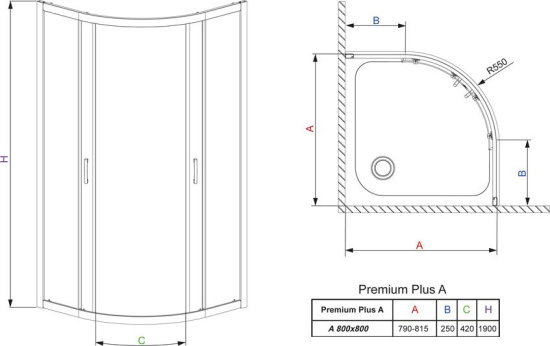 Душевой уголок Radaway Premium Plus A 80x190 стекло фабрик