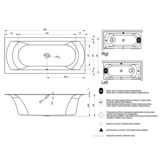 Акриловая ванна Riho Linares R 180x80 см