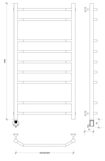 Полотенцесушитель электрический Secado Агата 2 100/60 L, хром