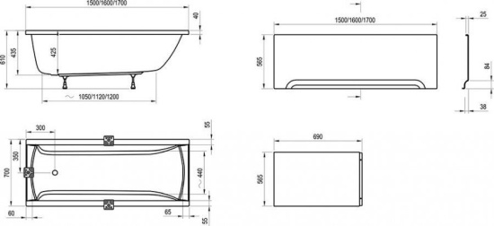 Акриловая ванна Ravak Classic 120x70 см