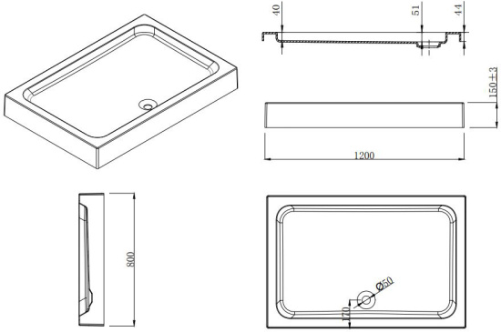 Душевой уголок Esbano ESD-8021 120x80,с поддоном
