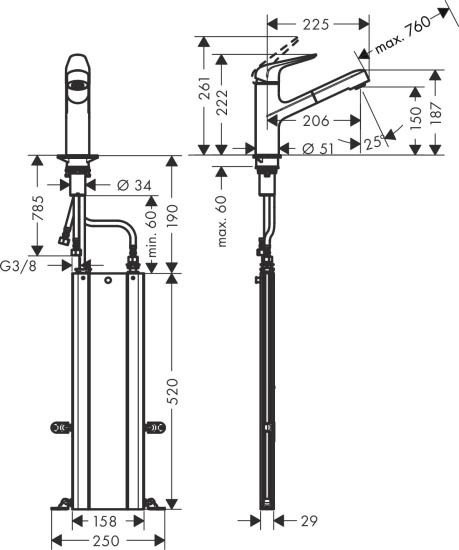 Смеситель для кухни Hansgrohe Focus M42 71829000 хром