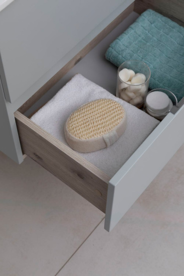 Тумба с раковиной Aquanet Алвита new 60 подвесная, серый, с ящиками