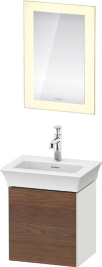 Тумба с раковиной Duravit White Tulip 45 американский орех, белый шелковисто-матовый