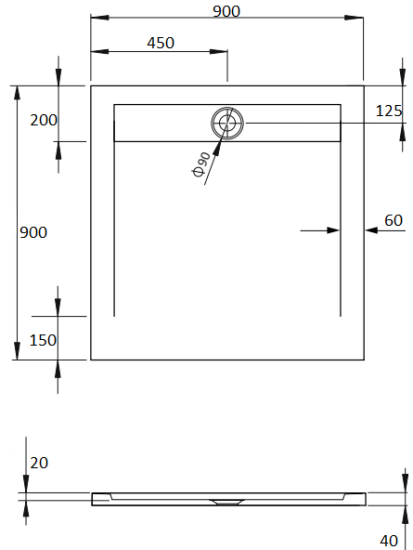 Поддон для душа Radaway Teos C 90x90 white, с сифоном