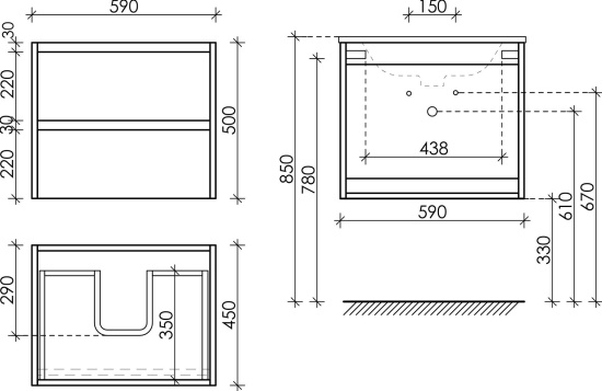 Тумба с раковиной Sancos Libra 60 белый глянец