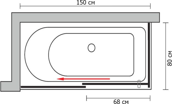 Шторка на ванну GuteWetter Slide Part GV-863A левая 150x80 см стекло бесцветное, профиль хром