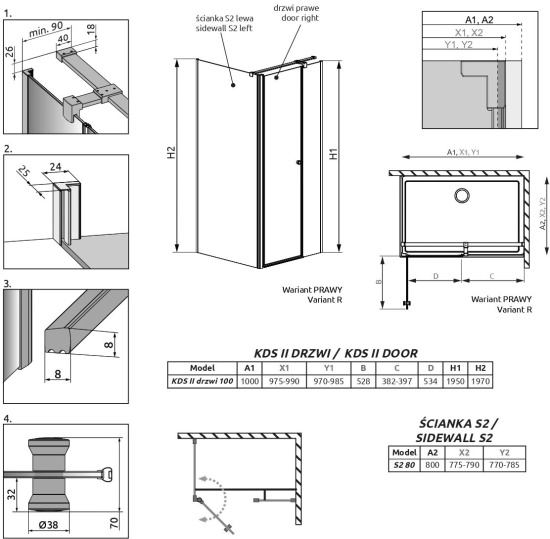 Душевой уголок Radaway EOS KDS II 100x80 R