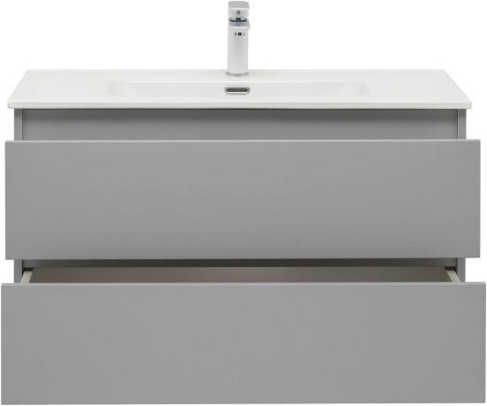 Тумба с раковиной Aquanet Вега 2.0 90 2 ящика, мисти грин, раковина Ирис