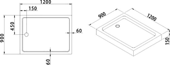 Поддон для душа Cezares Tray прямоугольный 120/90, акриловый, без сифона