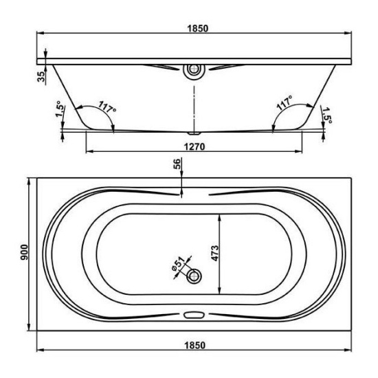 Акриловая ванна Vagnerplast Briana 185x90