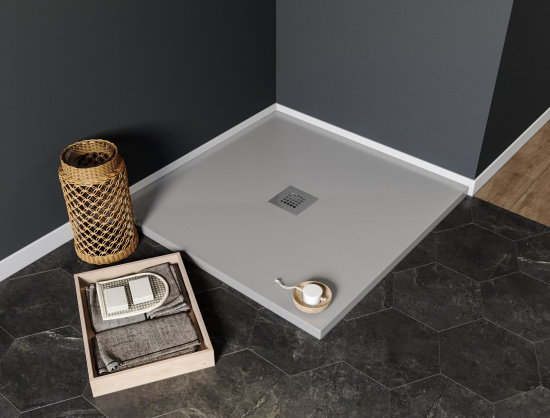 Поддон для душа Aquanet Pleasure NEW 001G 90x90 с сифоном, серый камень