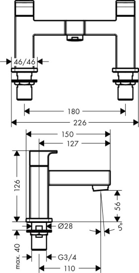 Смеситель на борт ванны Hansgrohe Vernis Shape 71452670 черный
