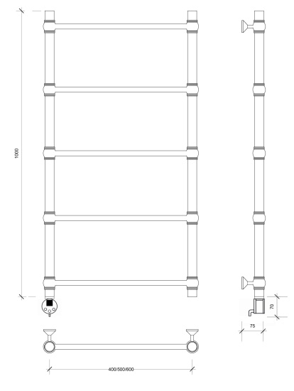 Полотенцесушитель электрический Secado Флоренция 1 100/40 L, хром