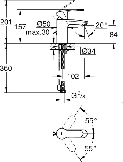 Смеситель для раковины Grohe Eurostyle Cosmopolitan 3355720E хром