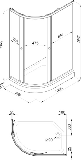 Душевой уголок Triton Коралл Щ0000043490 R 120х80 см, белый