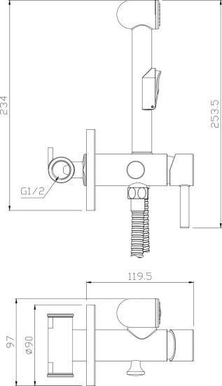 Гигиенический душ Olive'S Balear 13141BLB со смесителем